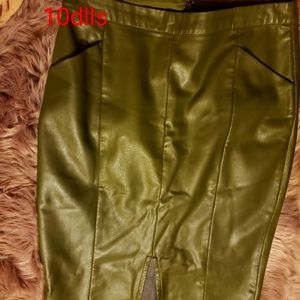 Green Leather pencil skirt